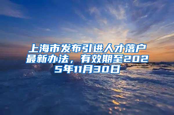 上海市发布引进人才落户最新办法，有效期至2025年11月30日