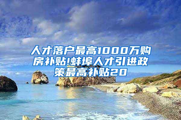 人才落户最高1000万购房补贴!蚌埠人才引进政策最高补贴20