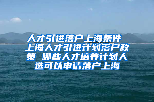 人才引进落户上海条件 上海人才引进计划落户政策 哪些人才培养计划人选可以申请落户上海