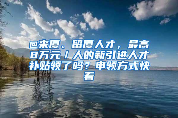 @来厦、留厦人才，最高8万元／人的新引进人才补贴领了吗？申领方式快看→