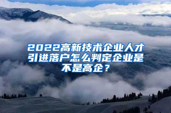 2022高新技术企业人才引进落户怎么判定企业是不是高企？