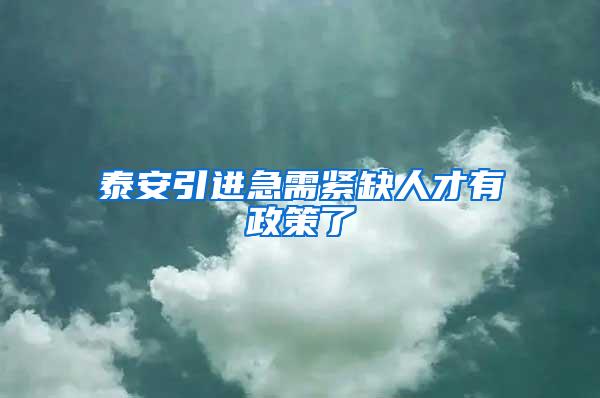 泰安引进急需紧缺人才有政策了