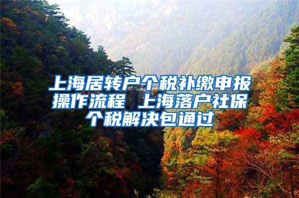 上海居转户个税补缴申报操作流程 上海落户社保个税解决包通过