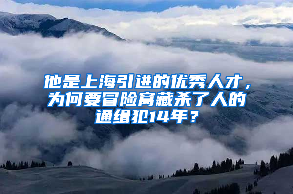 他是上海引进的优秀人才，为何要冒险窝藏杀了人的通缉犯14年？