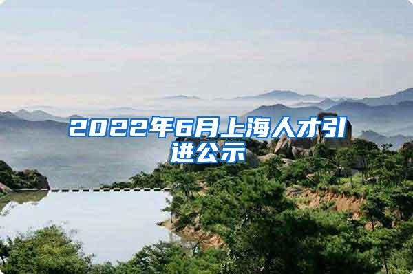 2022年6月上海人才引进公示