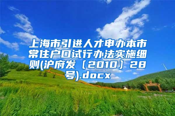 上海市引进人才申办本市常住户口试行办法实施细则(沪府发〔2010〕28号).docx