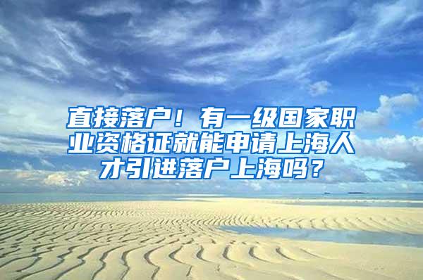 直接落户！有一级国家职业资格证就能申请上海人才引进落户上海吗？