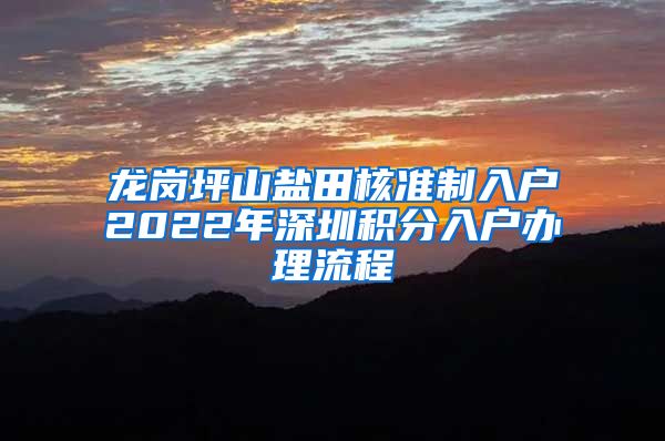 龙岗坪山盐田核准制入户2022年深圳积分入户办理流程