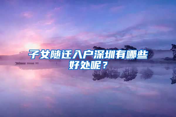 子女随迁入户深圳有哪些好处呢？