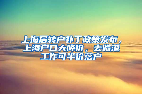 上海居转户补丁政策发布，上海户口大降价，去临港工作可半价落户