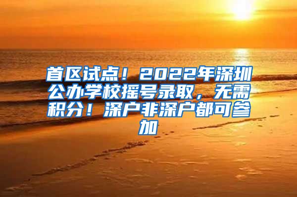 首区试点！2022年深圳公办学校摇号录取，无需积分！深户非深户都可参加