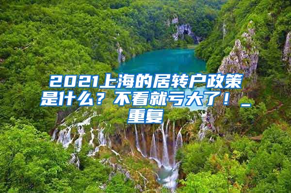 2021上海的居转户政策是什么？不看就亏大了！_重复