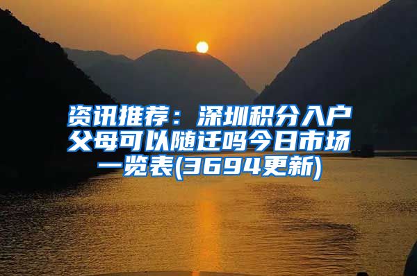 资讯推荐：深圳积分入户父母可以随迁吗今日市场一览表(3694更新)
