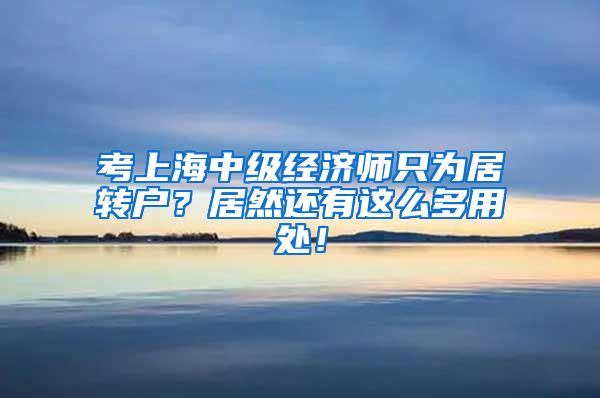 考上海中级经济师只为居转户？居然还有这么多用处！