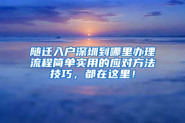 随迁入户深圳到哪里办理流程简单实用的应对方法技巧，都在这里！