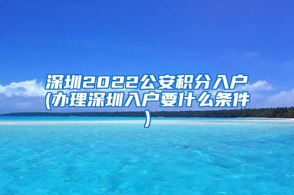 深圳2022公安积分入户(办理深圳入户要什么条件)