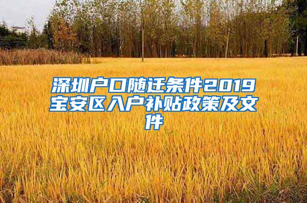 深圳户口随迁条件2019宝安区入户补贴政策及文件