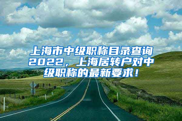 上海市中级职称目录查询2022，上海居转户对中级职称的最新要求！