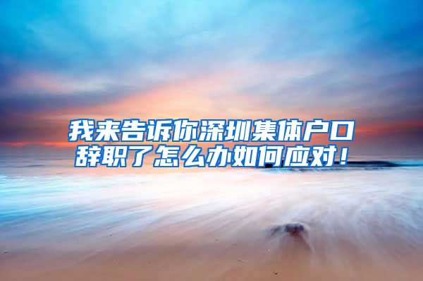 我来告诉你深圳集体户口辞职了怎么办如何应对！