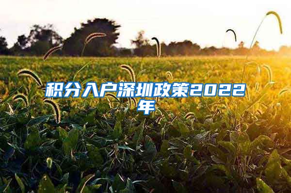 积分入户深圳政策2022年