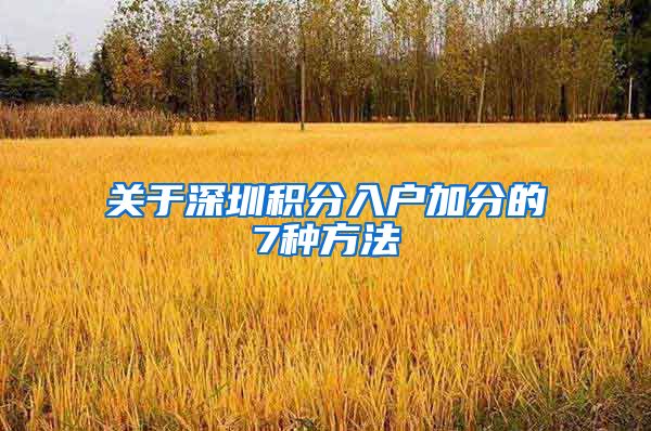 关于深圳积分入户加分的7种方法