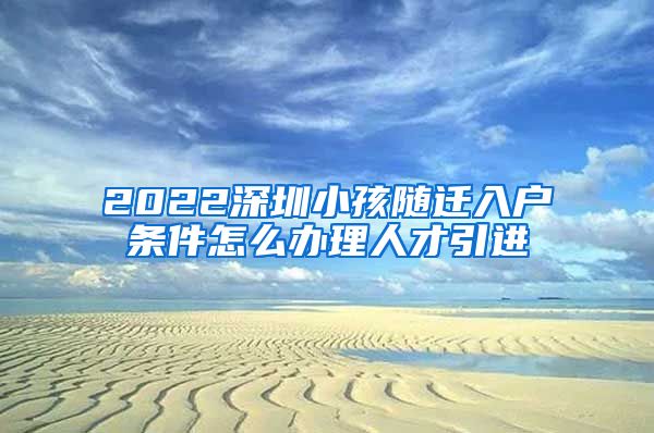 2022深圳小孩随迁入户条件怎么办理人才引进