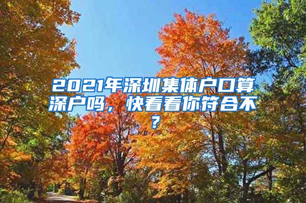 2021年深圳集体户口算深户吗，快看看你符合不？