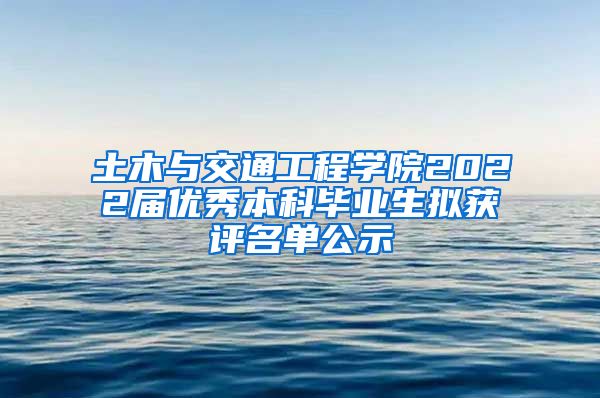 土木与交通工程学院2022届优秀本科毕业生拟获评名单公示