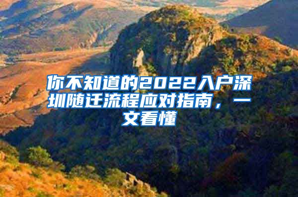 你不知道的2022入户深圳随迁流程应对指南，一文看懂