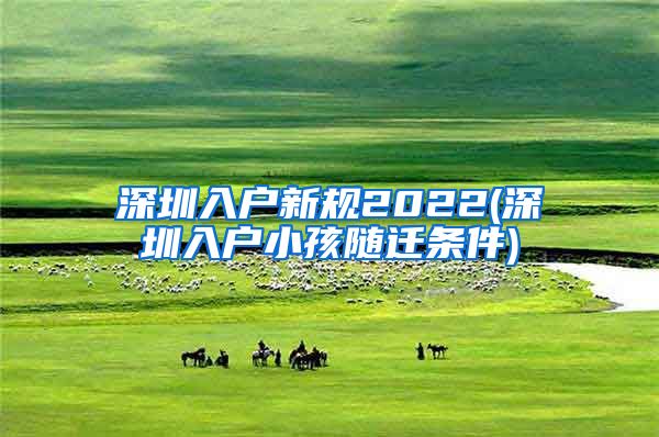 深圳入户新规2022(深圳入户小孩随迁条件)