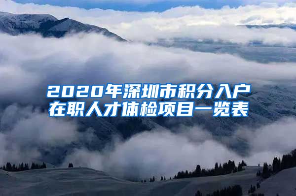 2020年深圳市积分入户在职人才体检项目一览表