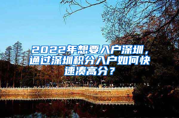2022年想要入户深圳，通过深圳积分入户如何快速凑高分？