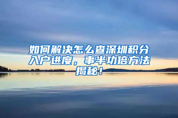 如何解决怎么查深圳积分入户进度，事半功倍方法揭秘！