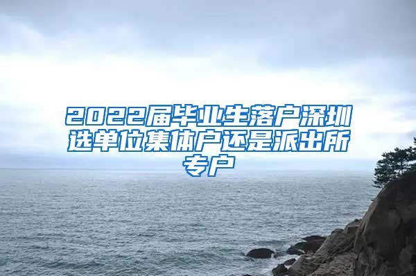 2022届毕业生落户深圳选单位集体户还是派出所专户