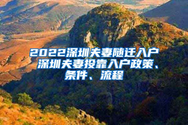 2022深圳夫妻随迁入户 深圳夫妻投靠入户政策、条件、流程