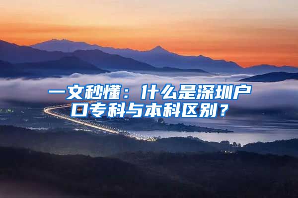 一文秒懂：什么是深圳户口专科与本科区别？