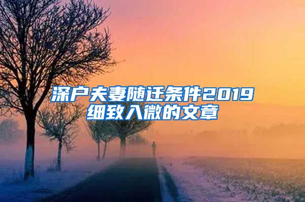 深户夫妻随迁条件2019细致入微的文章