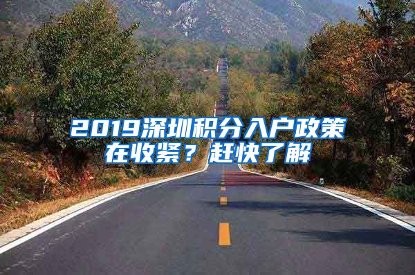 2019深圳积分入户政策在收紧？赶快了解