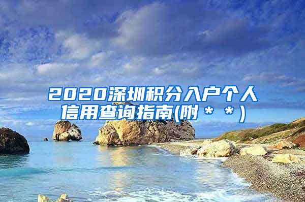 2020深圳积分入户个人信用查询指南(附＊＊)