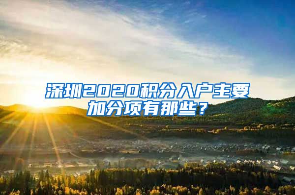 深圳2020积分入户主要加分项有那些？