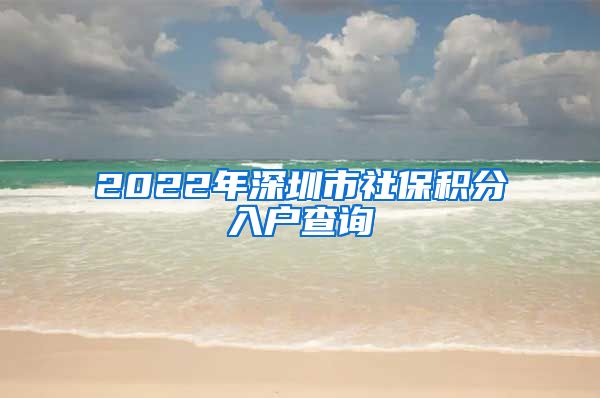 2022年深圳市社保积分入户查询