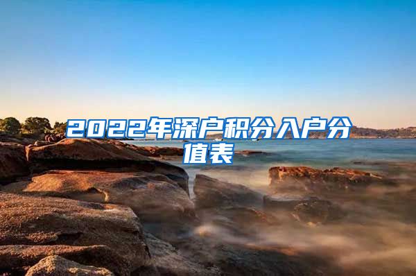 2022年深户积分入户分值表