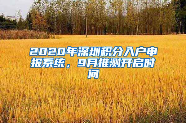 2020年深圳积分入户申报系统，9月推测开启时间