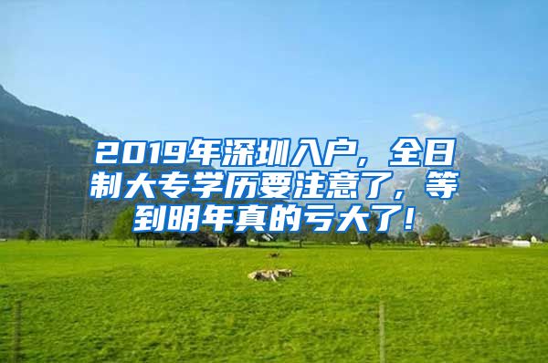 2019年深圳入户, 全日制大专学历要注意了, 等到明年真的亏大了!