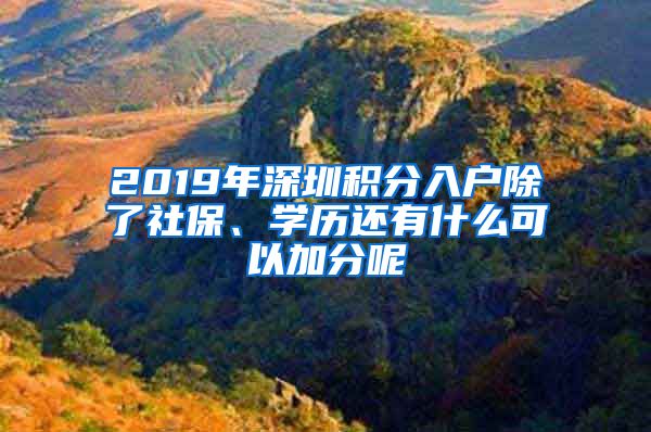 2019年深圳积分入户除了社保、学历还有什么可以加分呢