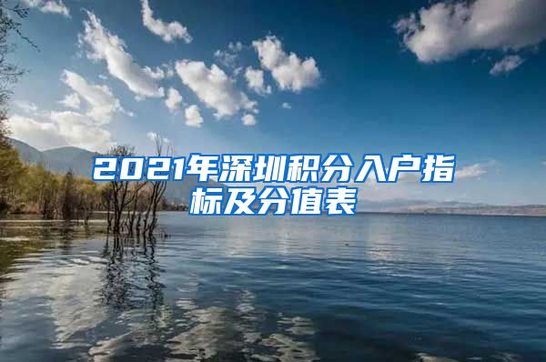 2021年深圳积分入户指标及分值表