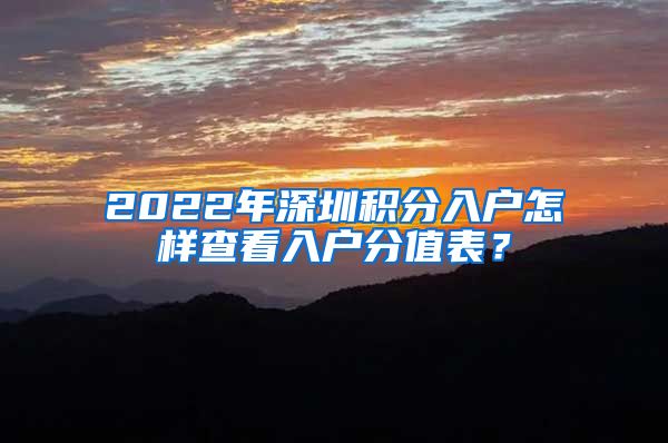 2022年深圳积分入户怎样查看入户分值表？