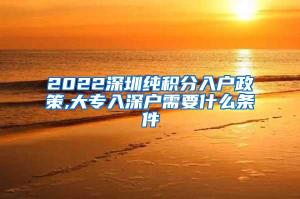 2022深圳纯积分入户政策,大专入深户需要什么条件