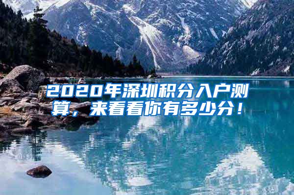 2020年深圳积分入户测算，来看看你有多少分！