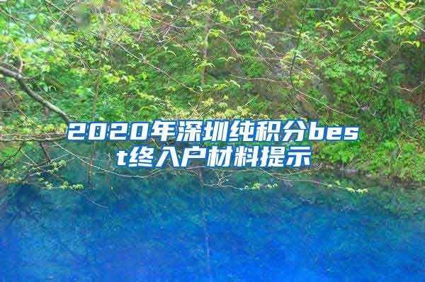 2020年深圳纯积分best终入户材料提示